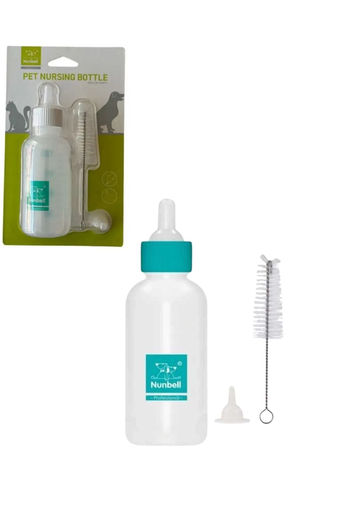 Yavru Kedi ve Köpek Biberon Seti Temizleme Fırçalı 100 ml. - Mavi