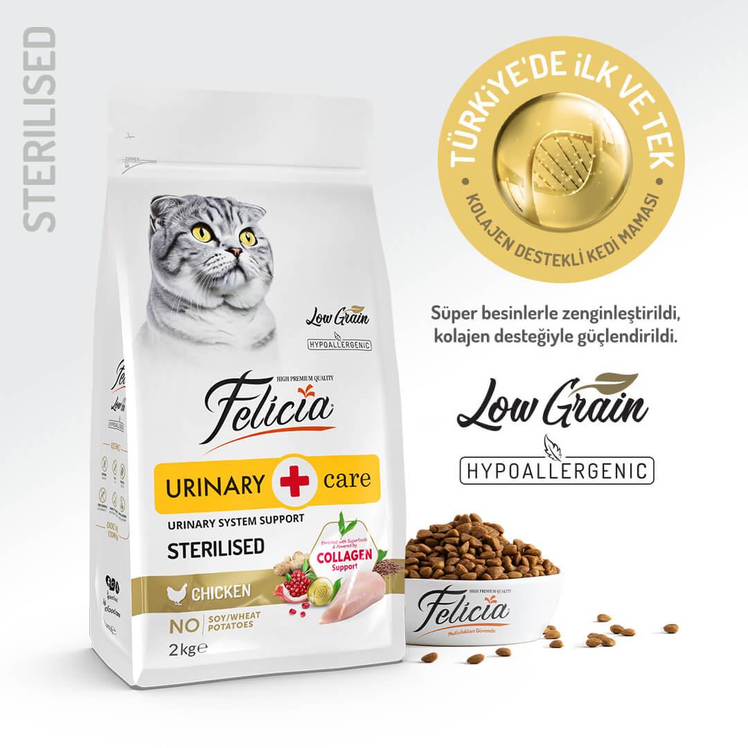Tavuklu  az tahıllı kısır kedi maması 2 kg felicia