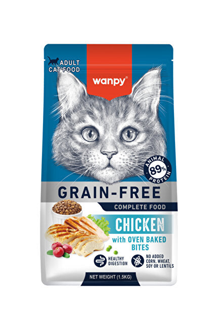 Tahılsız tavuklu yetişkin kedi maması 1,5 kg ( wanpy)