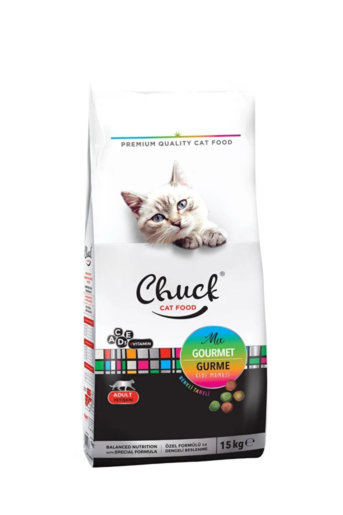 Gurme Mix Renkli Taneli Yetişkin Kedi Maması 15 kg