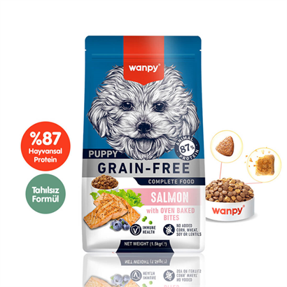 Tahılsız somonlu yavru köpek maması 1, 5 kg wanpy
